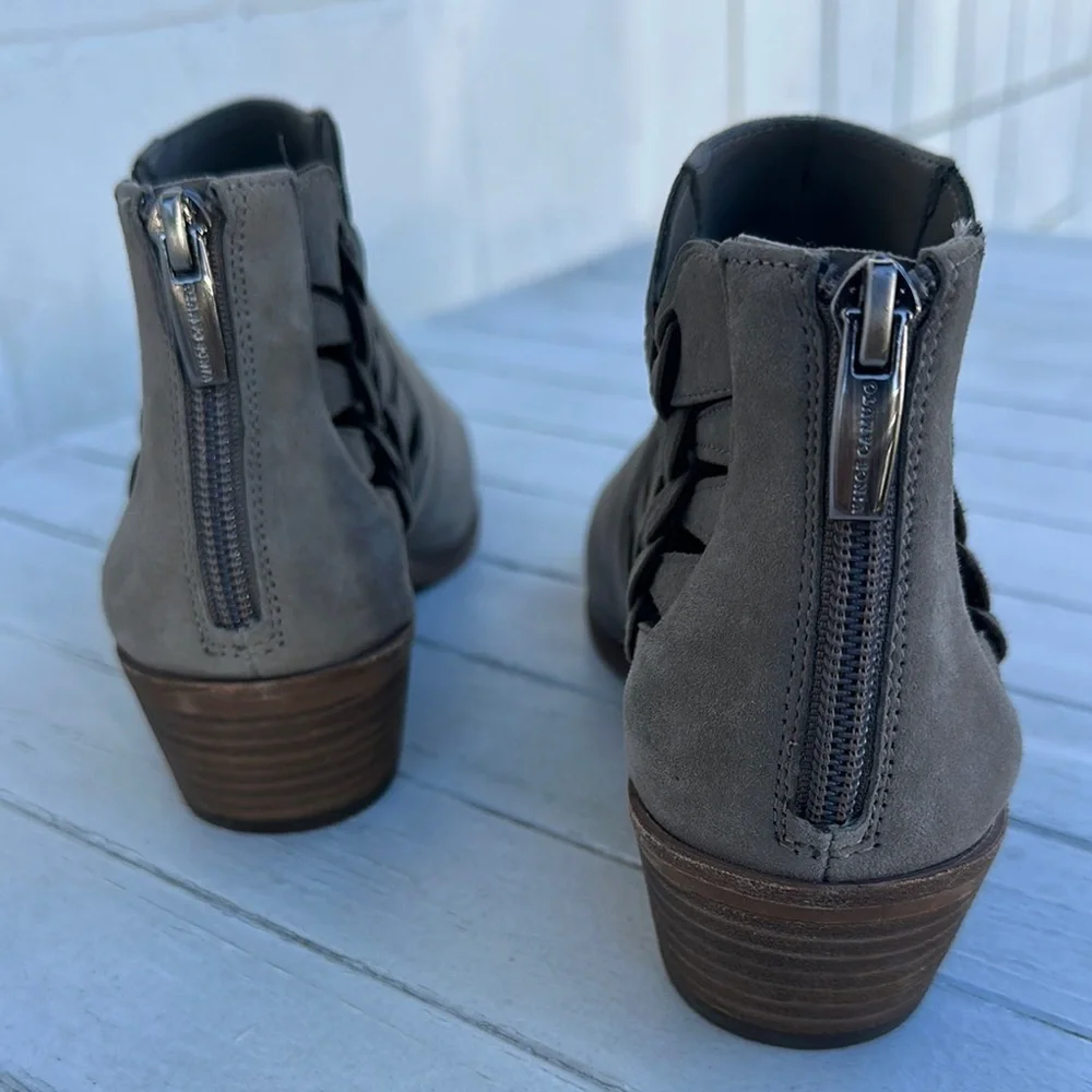 Vince Camuto Women's Prestetta Suede Cut-Out Ankle Bootie Gray Size 7.5